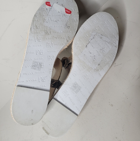 PELLE MODA PILAR Platform Sandsals (Blk/Wht/Snake) SZ 8.5 - Picture 6 of 7